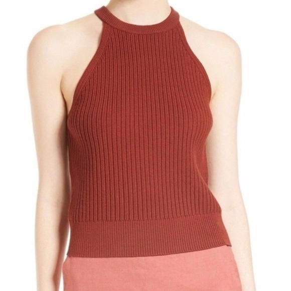 THEORY Waxson Rib Tank Sweater, Red - Picture 3 of 13